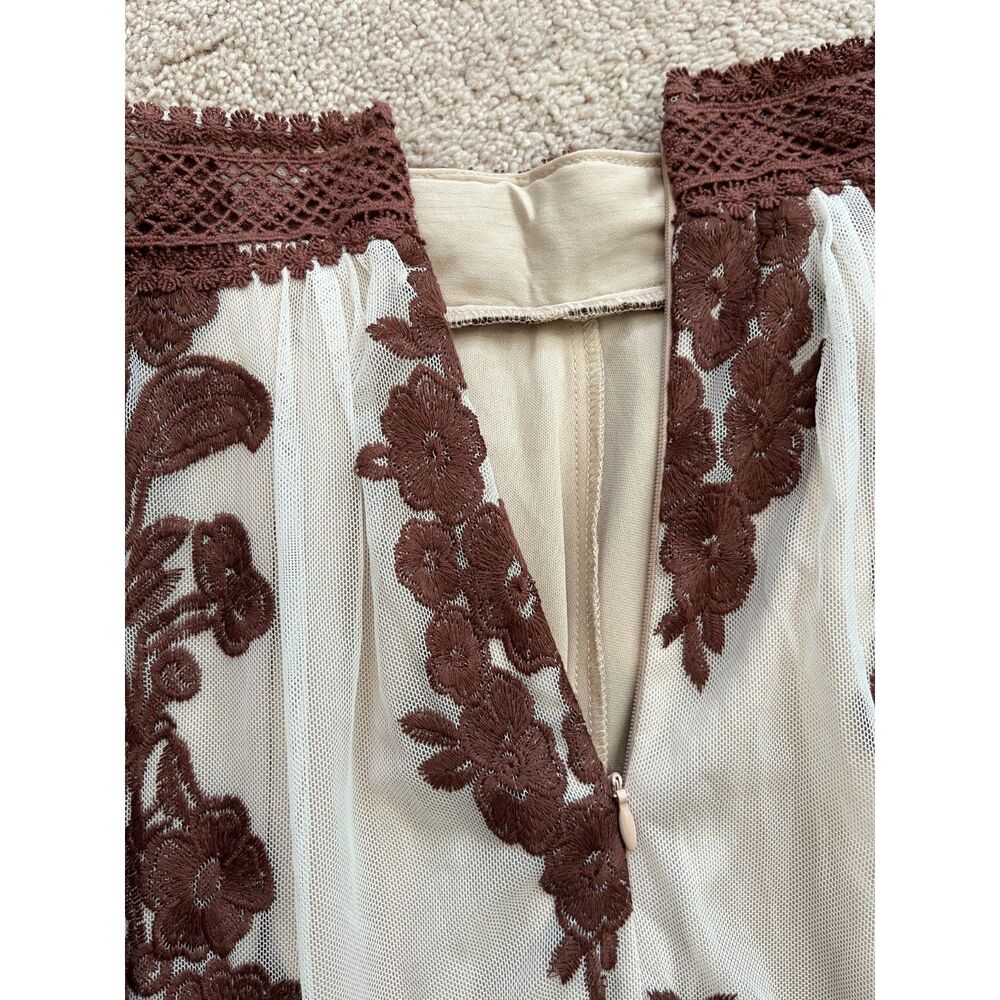 Altar'd State Arissa Floral Embroidered Maxi Skirt Ivory And Rust Brown Size XS - Picture 5 of 7